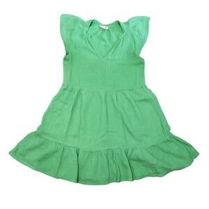 Nation LTD. Padma Mini Dress Ruffled Cotton Gauze Fabric Midori Green Size Small